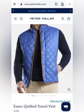 Peter Millar Essex Quilted Travel Vest - Medium